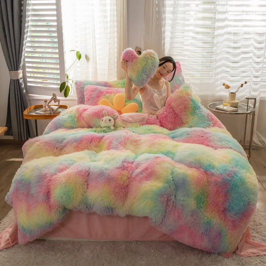 Fluffy faux fur duvet cover set - Ivy Quarter