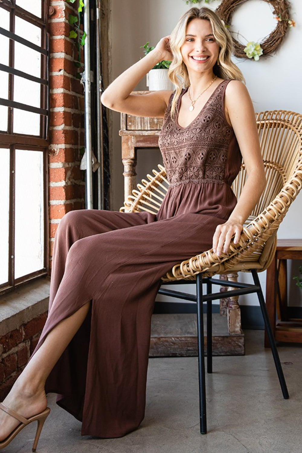 Tie Back Wide Leg Jumpsuit
