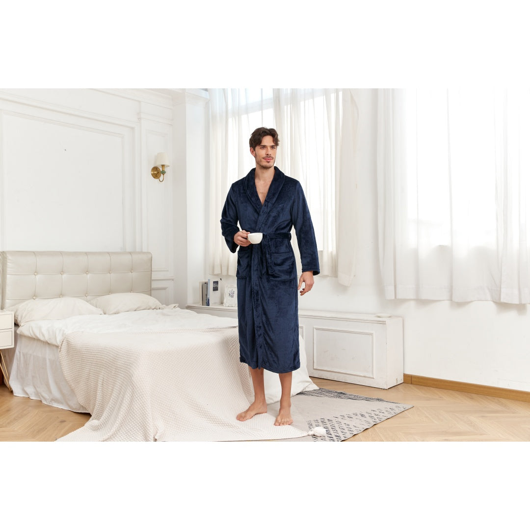 Men's plush long robe