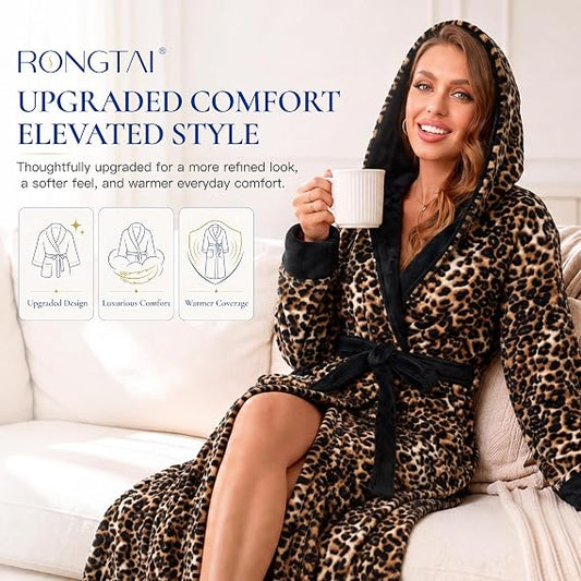 Women's leopard print plush robe