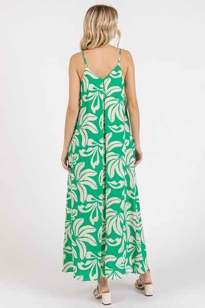 Kelly Green Printed Maxi Cami Dress