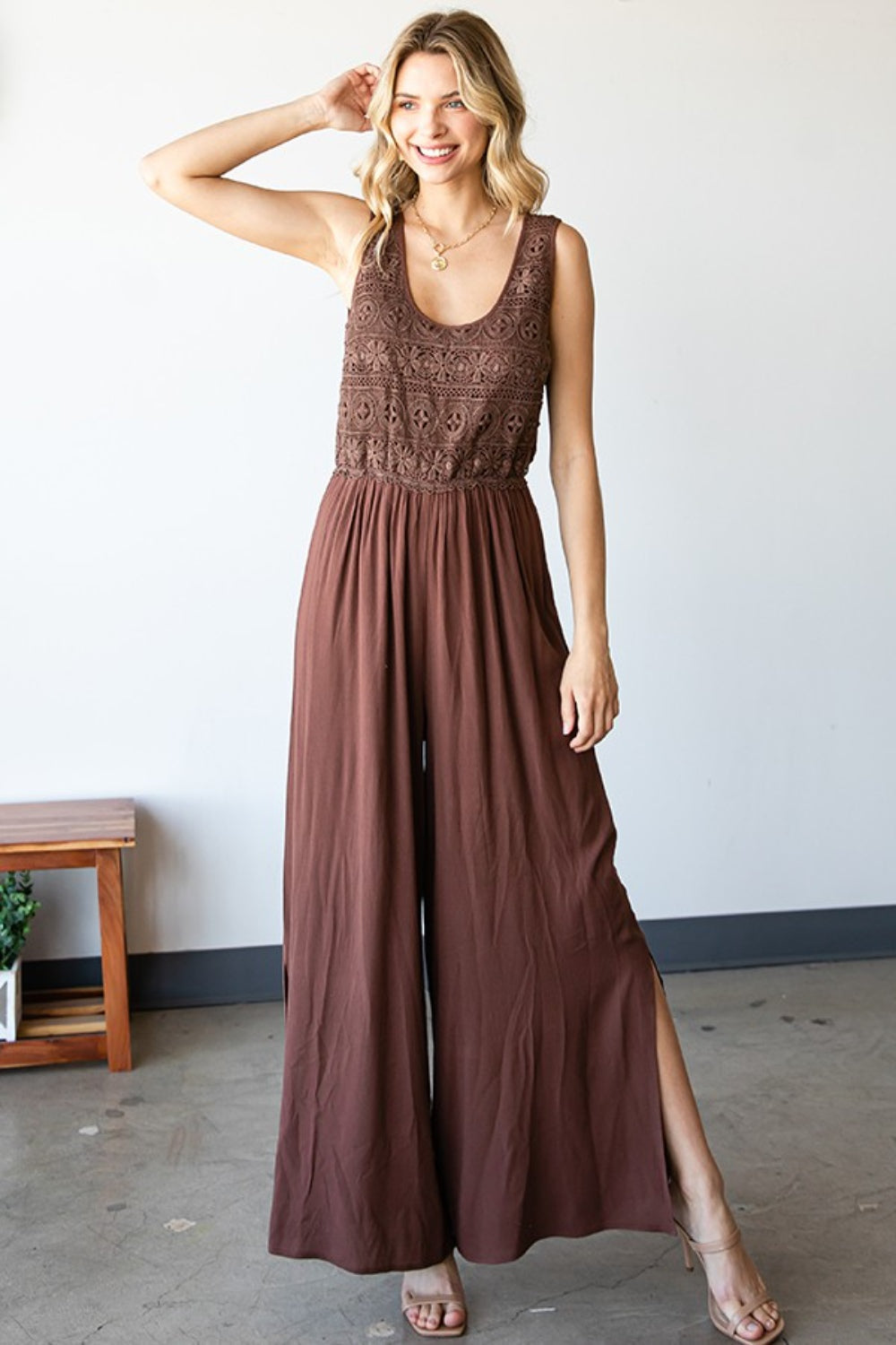 Tie Back Wide Leg Jumpsuit