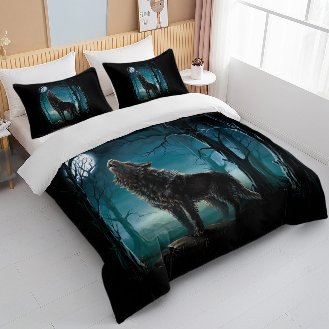 Watercolor wolf duvet cover set, photo 4