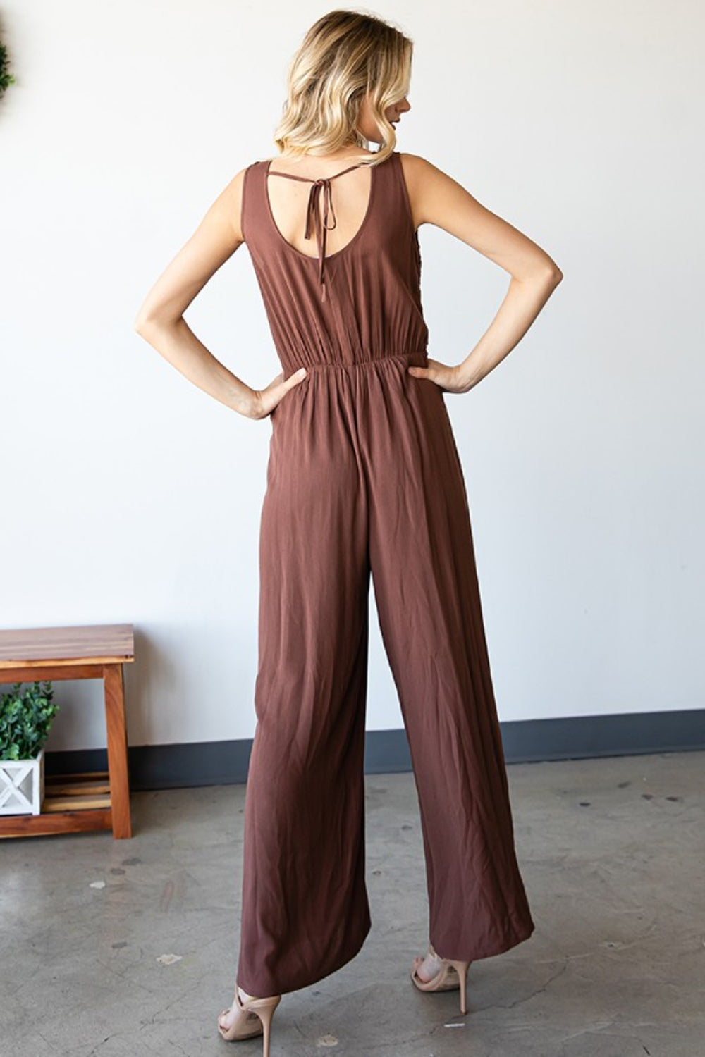 Tie Back Wide Leg Jumpsuit