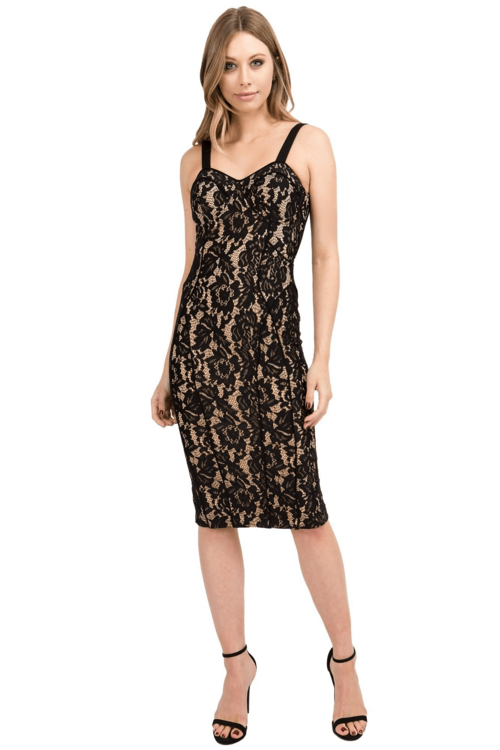 Bianca Lace Bodycon Midi Dress