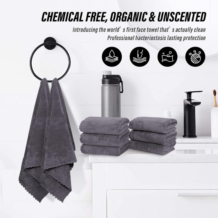 Gray coral velvet hand towels, 6 pack, view 5