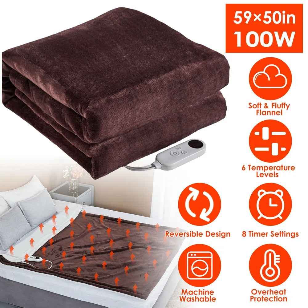 Coffee electric heated flannel throw, view 11