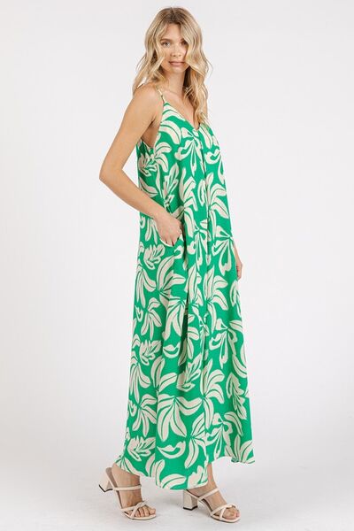 Kelly Green Printed Maxi Cami Dress