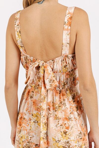 Flower Print Sleeveless Jumpsuit