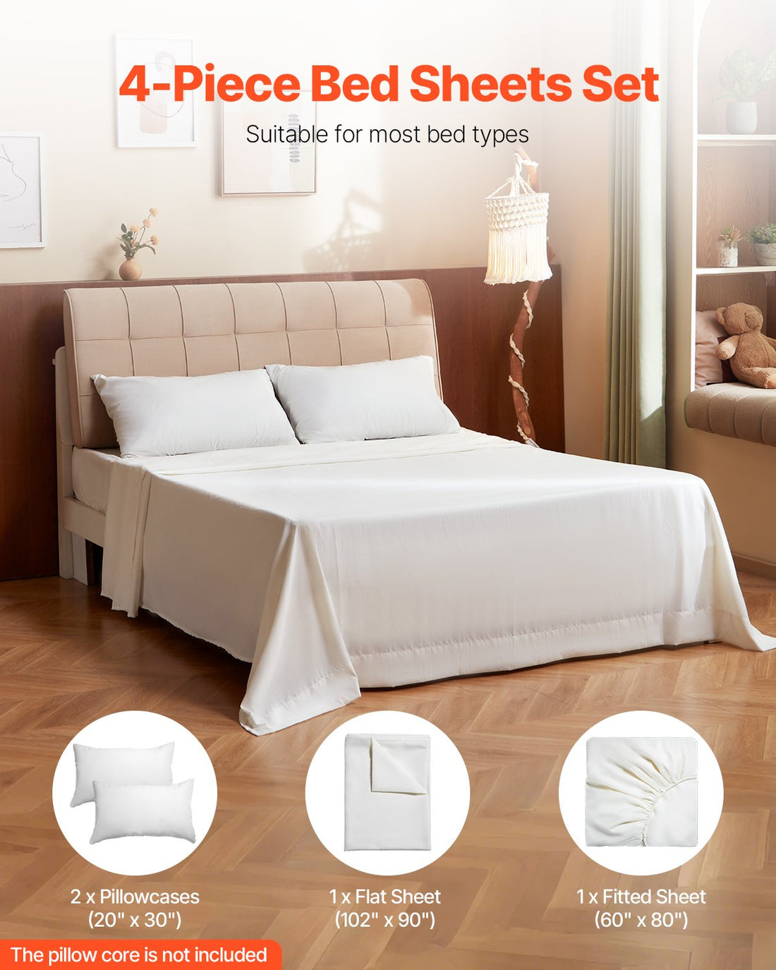 Bamboo fiber queen sheet set, view 3