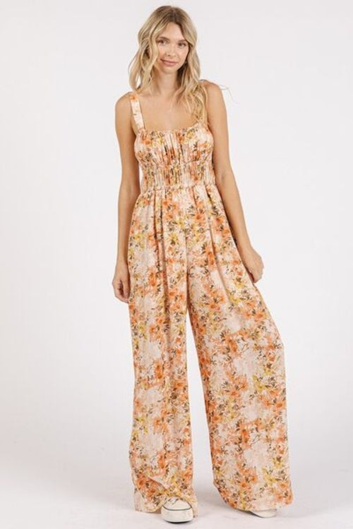 Flower Print Sleeveless Jumpsuit