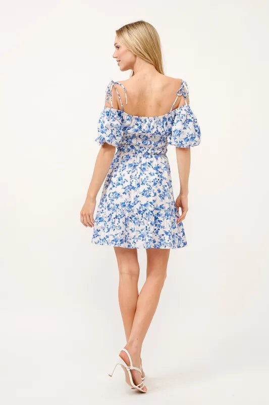 Off Shoulder Bubble Sleeve Dress