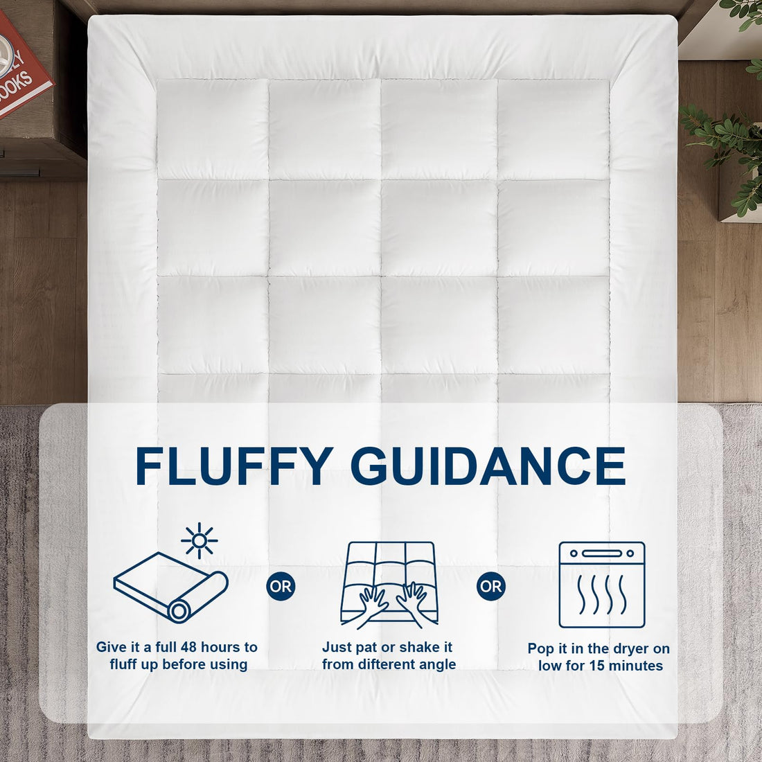 Plush bamboo rayon mattress topper, view 10