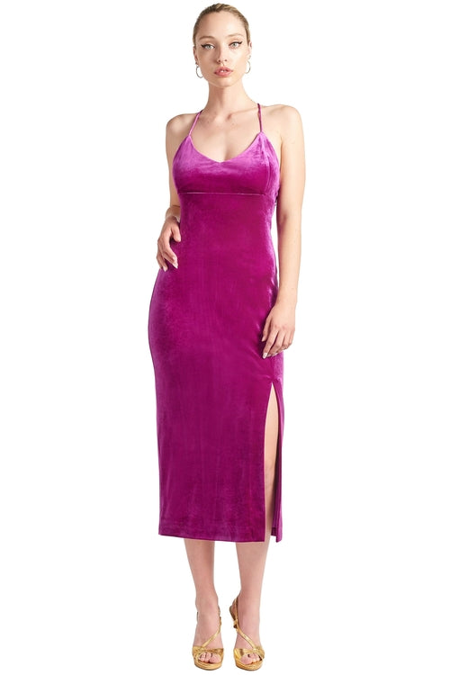 Elle Magenta Velvet Slip Dress