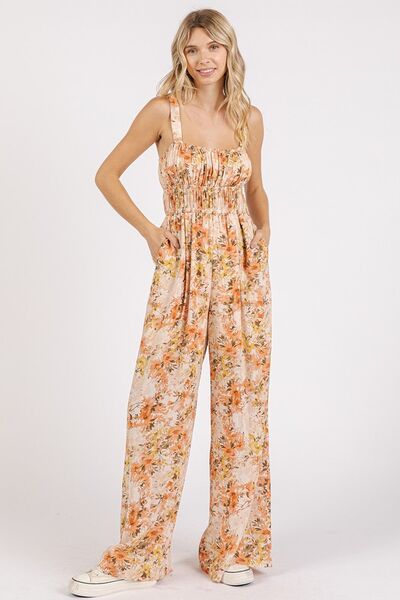 Flower Print Sleeveless Jumpsuit