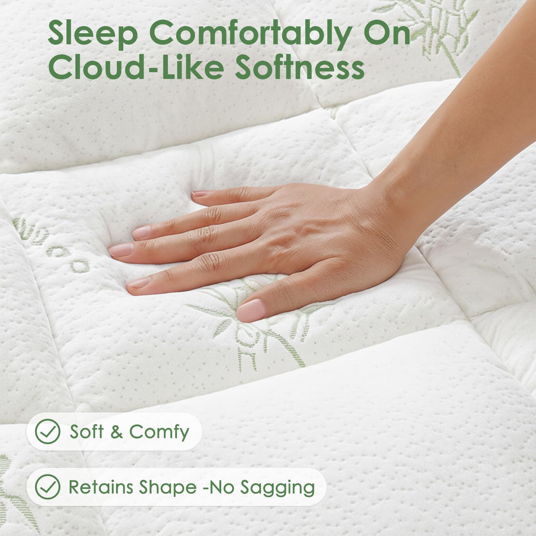 Cooling pillow top mattress topper, view 8