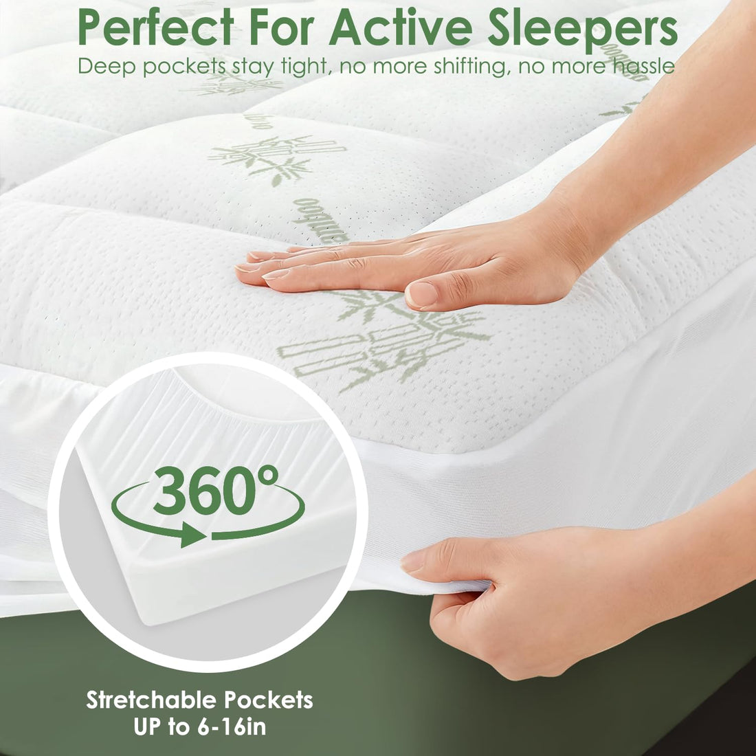 Cooling pillow top mattress topper, view 6