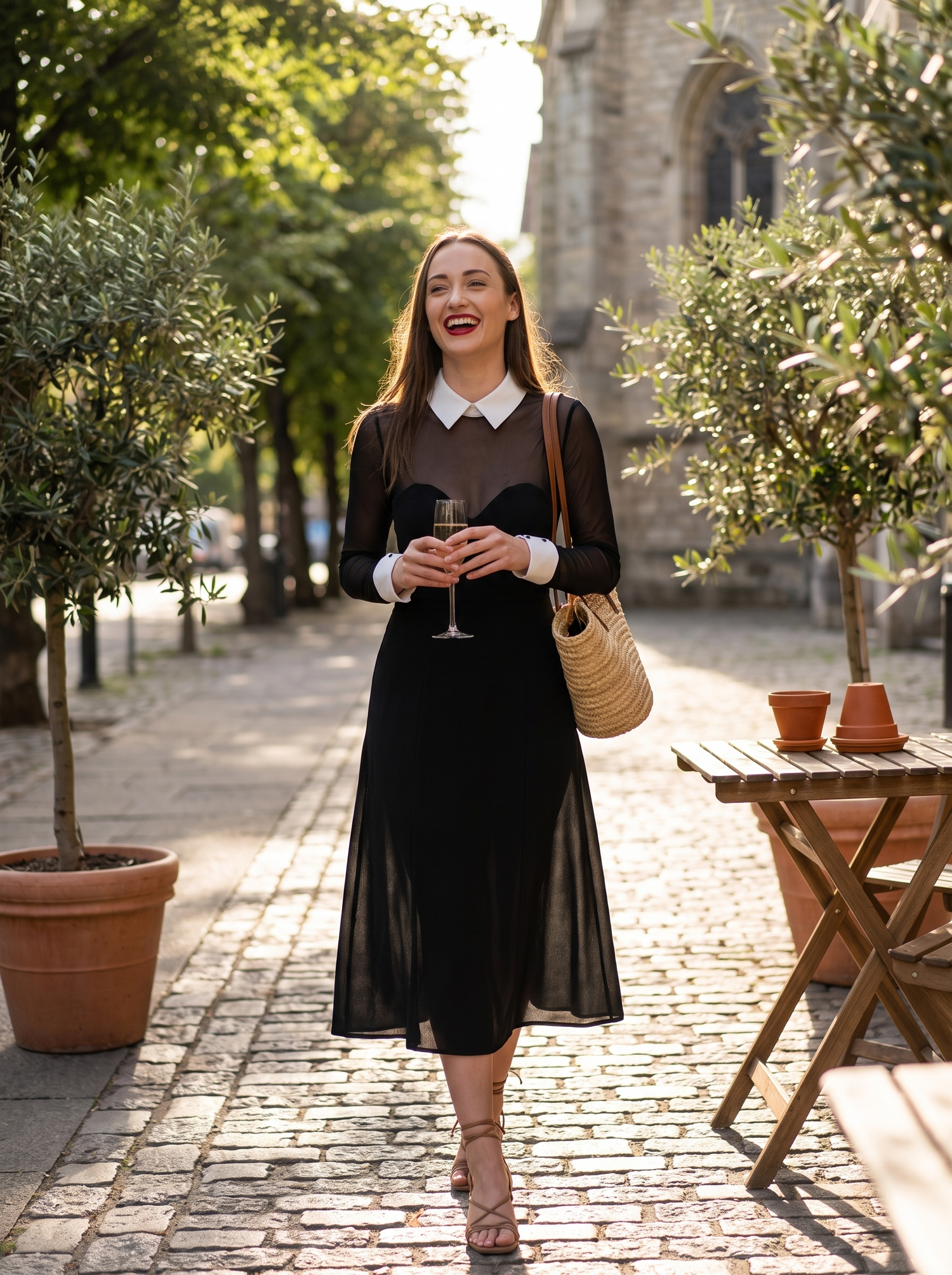 Tuxedo Illusion Sheath Midi Dress lifestyle image one