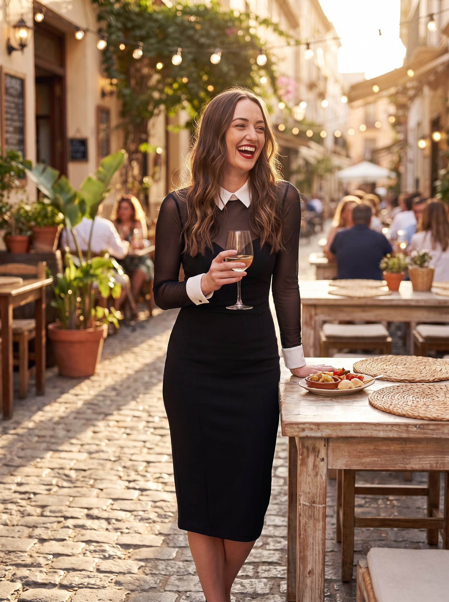 Tuxedo Illusion Sheath Midi Dress lifestyle image two