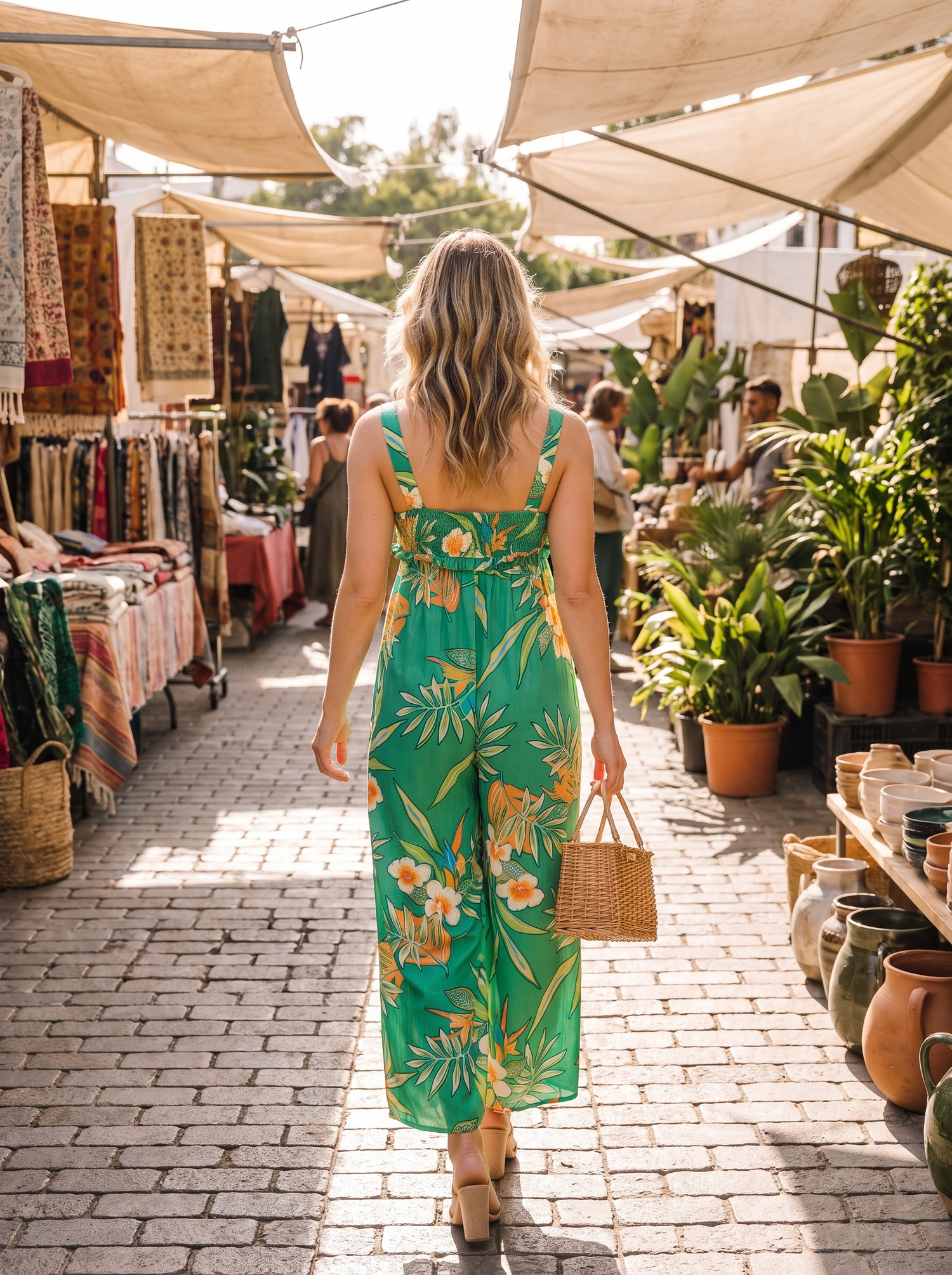 Floral Sleeveless Wide Leg Jumpsuit lifestyle image three