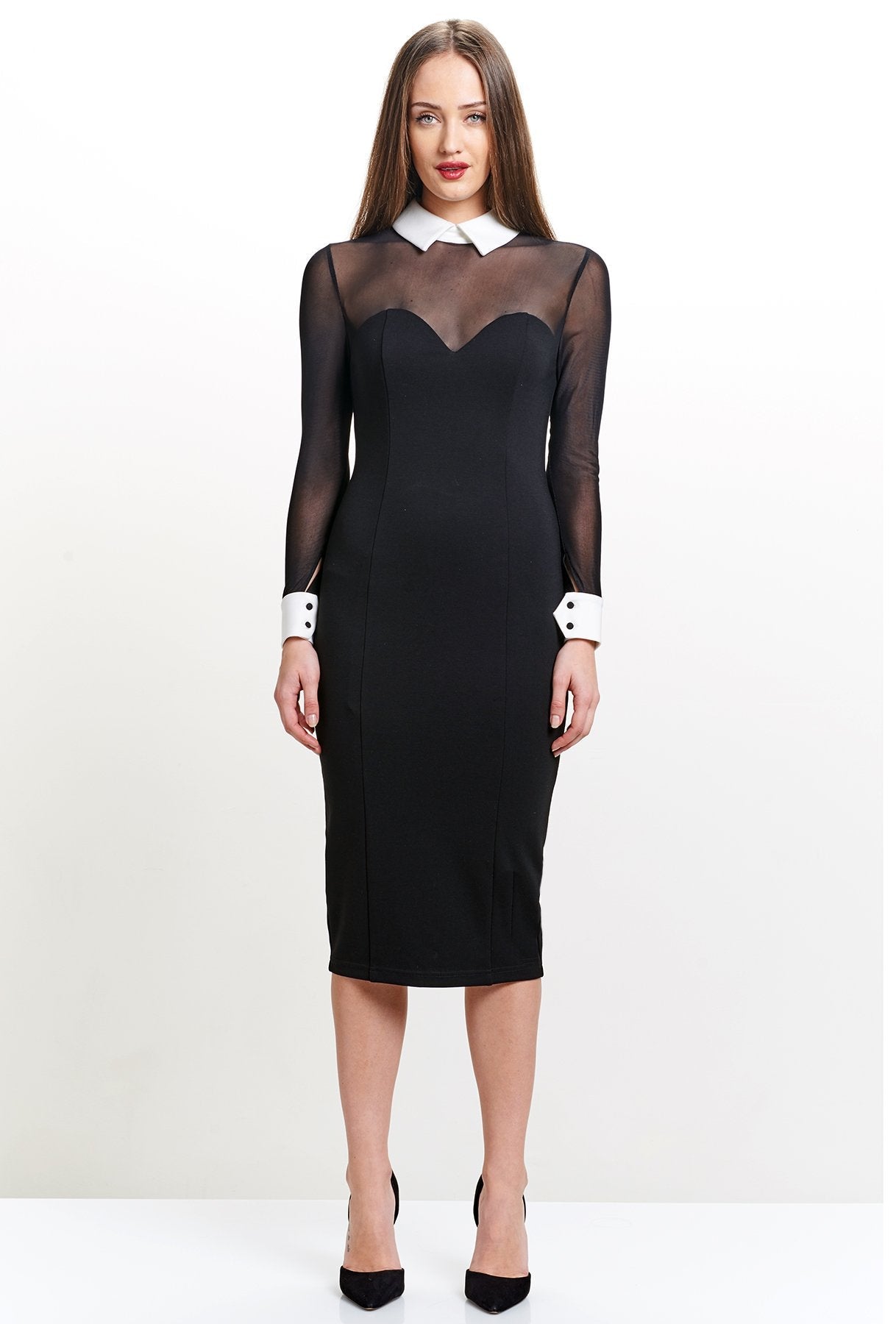 Tuxedo Illusion Sheath Midi Dress