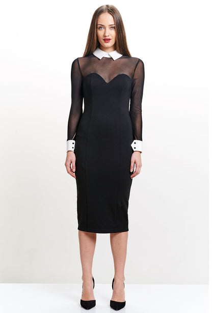 Tuxedo Illusion Sheath Midi Dress