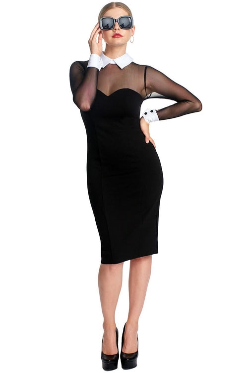 Tuxedo Illusion Sheath Midi Dress