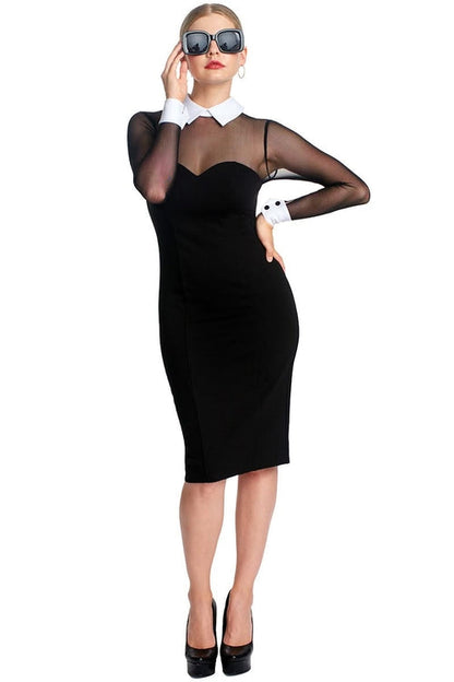 Tuxedo Illusion Sheath Midi Dress